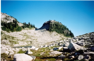 Approaching the peaks, Tricouni Meadows 2001-09.
